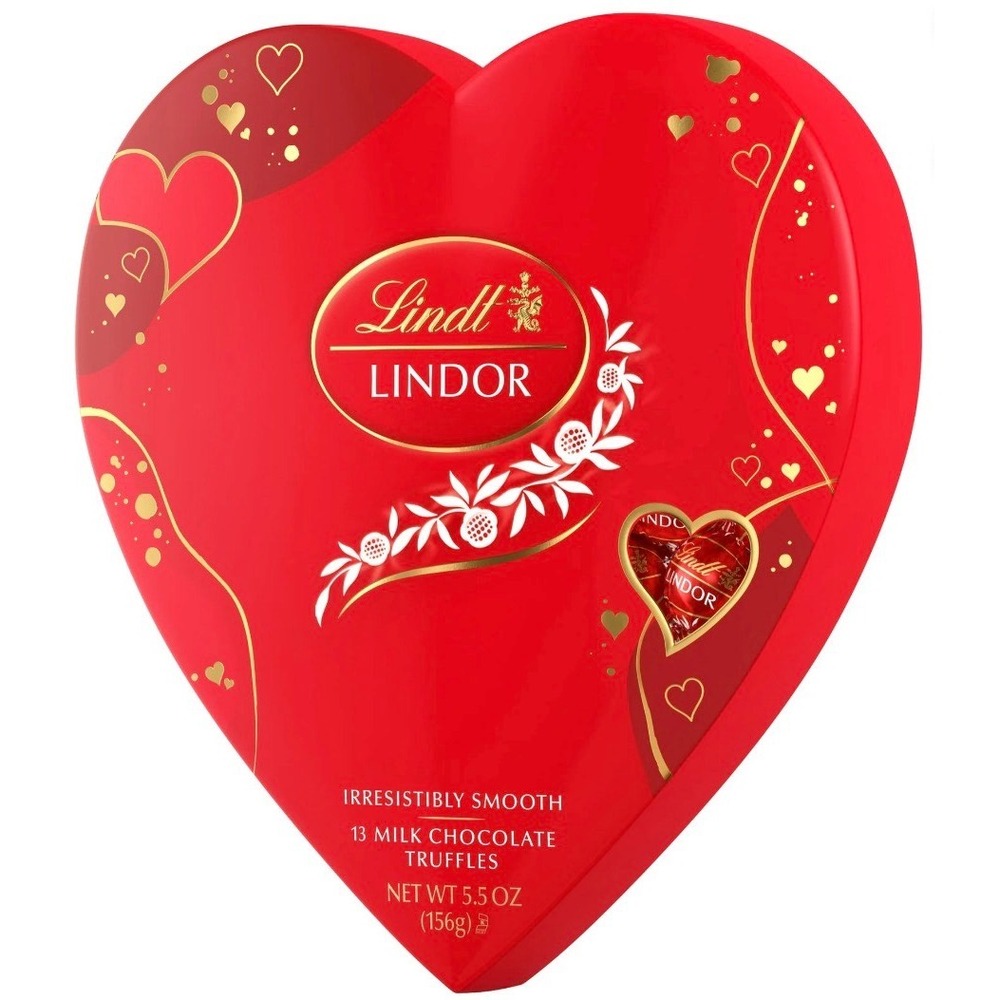 Lindt LINDOR Milk Chocolate Candy Truffles Red Heart‎ Gift Box 5.5oz 13 Count